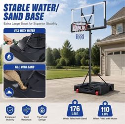 Basketball Hoop for Outdoor, Fehomix Adjustable Height 7-10 FT, Portable Basketball Goal System with 45" Shatterproof Backboard, Wheels & Water Base,