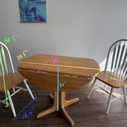 Dining Set - Drop leaf table and two chairs