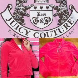 Juicy Couture Y2K French Terry Track mock neck Jacket with iconic Juicy Crown L