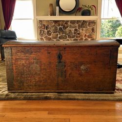 Antique Wooden Trunk / Blanket Chest – Rustic Storage