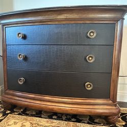American Drew Leather Front  Three Drawer Dresser/Bachelor Chest
