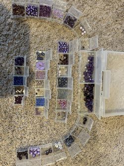 Large Assortment Of  Purple Glass/Crystal/Plastic Beads
