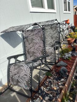 Outdoor Zero Gravity Chairs with Canopy – Set of 2