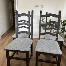 4 Dark Brown Wood Chairs