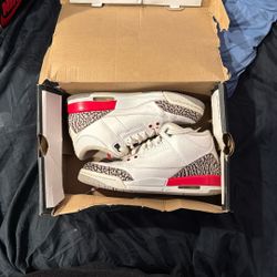 Jordan 3 White/Fire Red Size 6.5