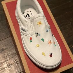 Limited Edition Vans Garden Party White Slip Ons