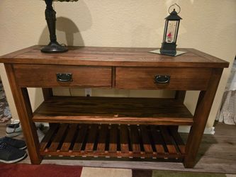 Rustic Wood Console Table with Drawers