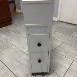 Slim Rolling Storage Cabinet with Drawers