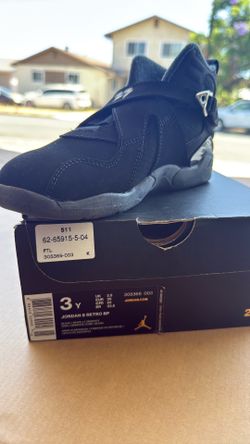 Jordan 8 Retro black/white-it Graphite chrome size 3Y