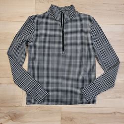 Lou & Grey Houndstooth 1/4 Zip Shirt - Size M