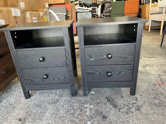 Two drawer wood night stand set of 2