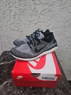EXCELLENT CONDITION MENS NIKE FREE RUN FLYKNIT RUNNING SHOES SIZE 9.5 GREY & BLACK
