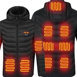 Size M Heated Jacket for Women and Men with Battery Pack 5V 9 Heating Zones 