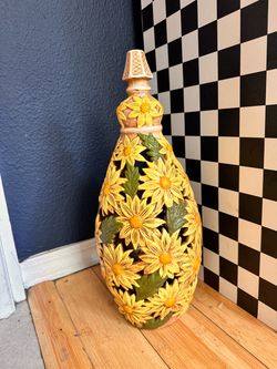 1970’s ceramic sunflower lamp base