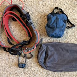 Black Diamond Type C Harness Rock Climbing With Chalk Bag, Like New