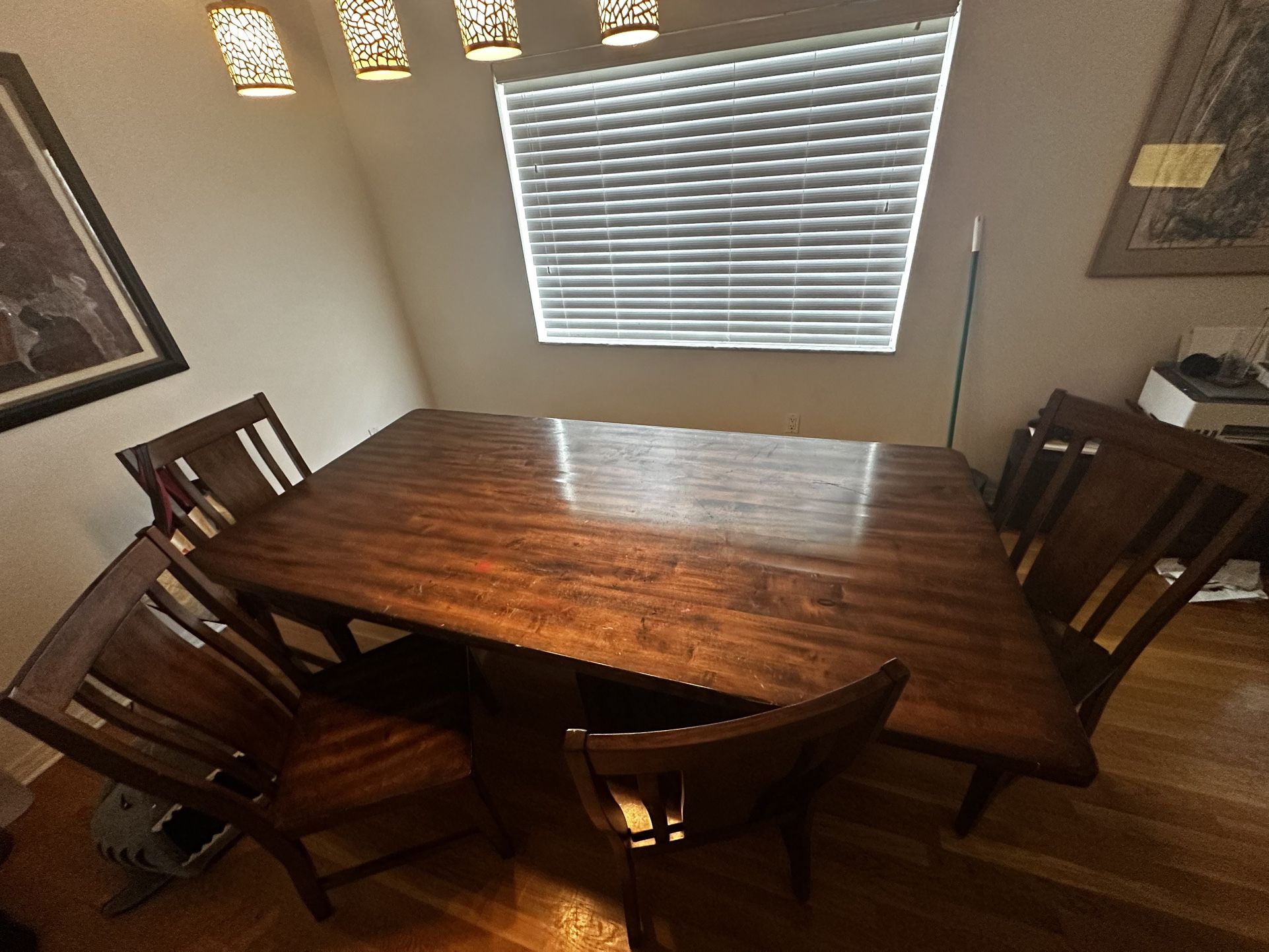 7 Ft Dining Table With 4 Chairs And Bench 
