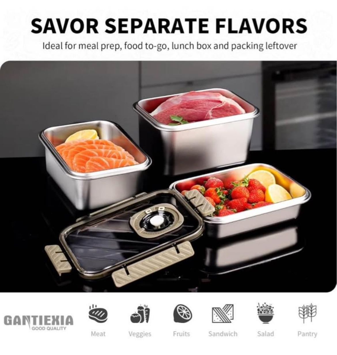 🥗 Food Storage Containers with Airtight Lids – Stainless Steel Meal Prep Set (74+54+34OZ) 🥗 📍 Pickup Location: Durango & 215 💰 Retail Price: $50