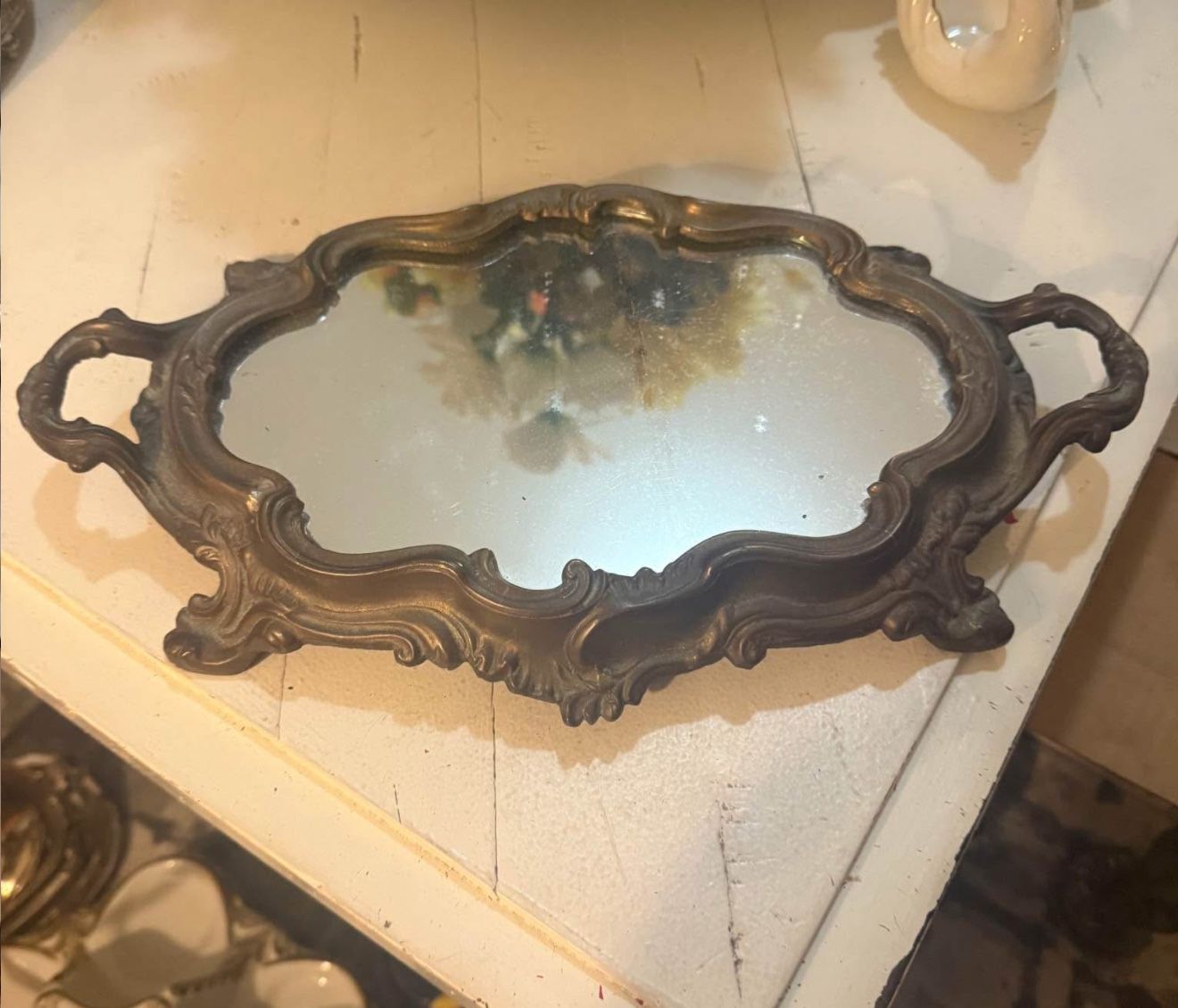 Vintage French Rococo Style Mirrored Centrepiece - Vtg Depose Louis XV