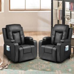 Two matching electric recliners with massage and heat brand new