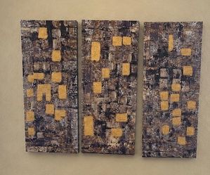 Modern Gold & Gray Abstract Triptych Wall Art – 3 Panel Canvas
