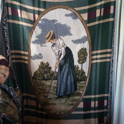 Man And Woman Vintage Throws Women Golfer And Man Golfer Both For $75