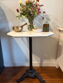 French-style octagonal marble bistro table