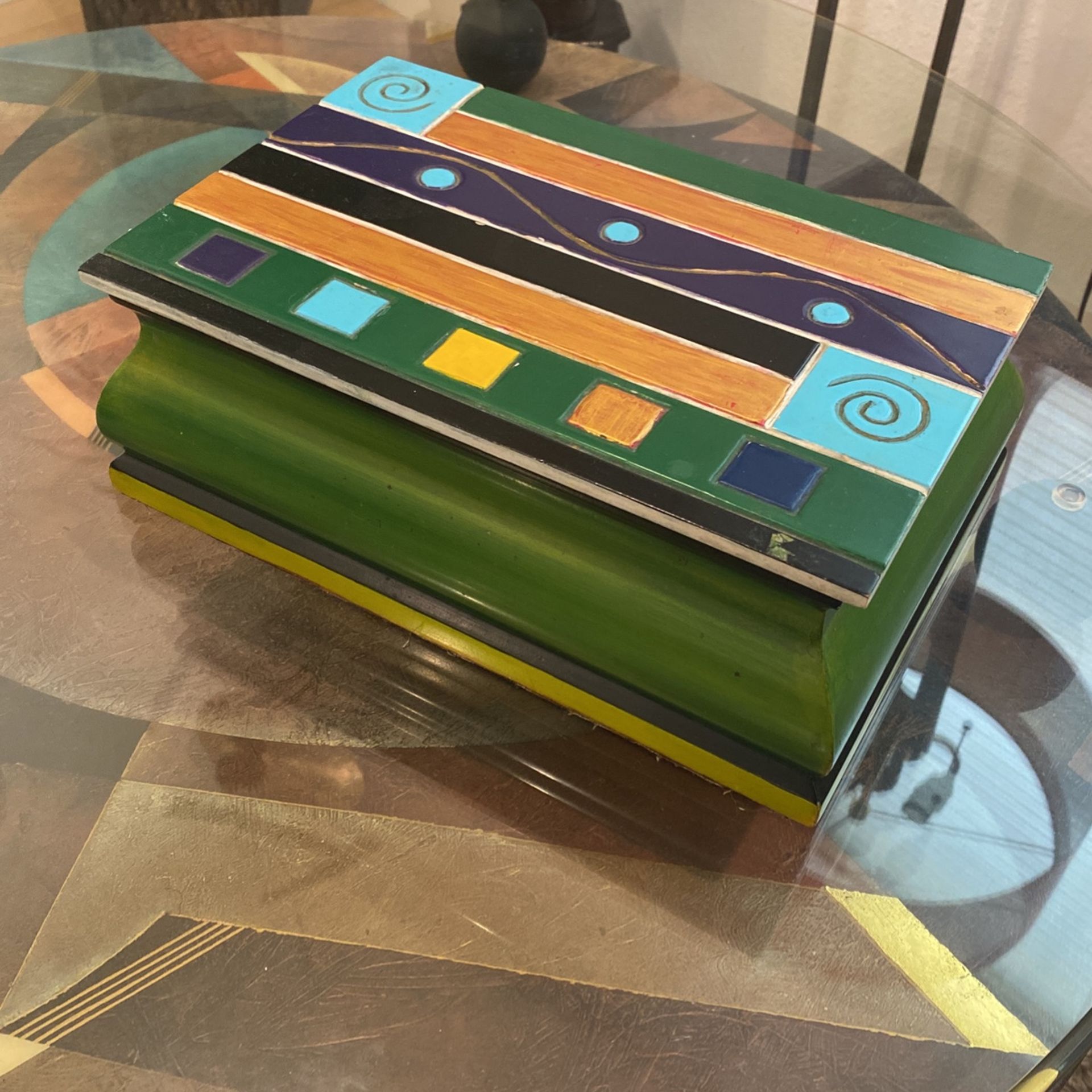 Wooden Hand Painted And Carved Storage Box