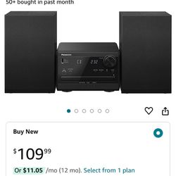 Panasonic Compact Stereo System with CD Player, Bluetooth, FM Radio and USB with Bass and Treble Control, 20W Stereo System for Home with Remote Contr