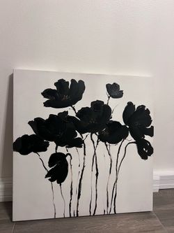 Modern Black Floral Canvas Wall Art