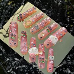 Hello Kitty Long Coffin Press On Nails