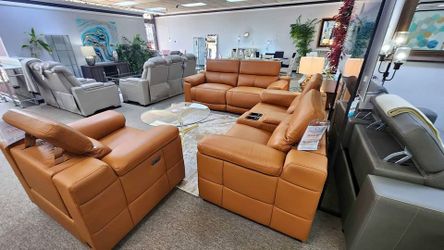 3- Piece Light brown Semi PU Couch Living room Sofa set