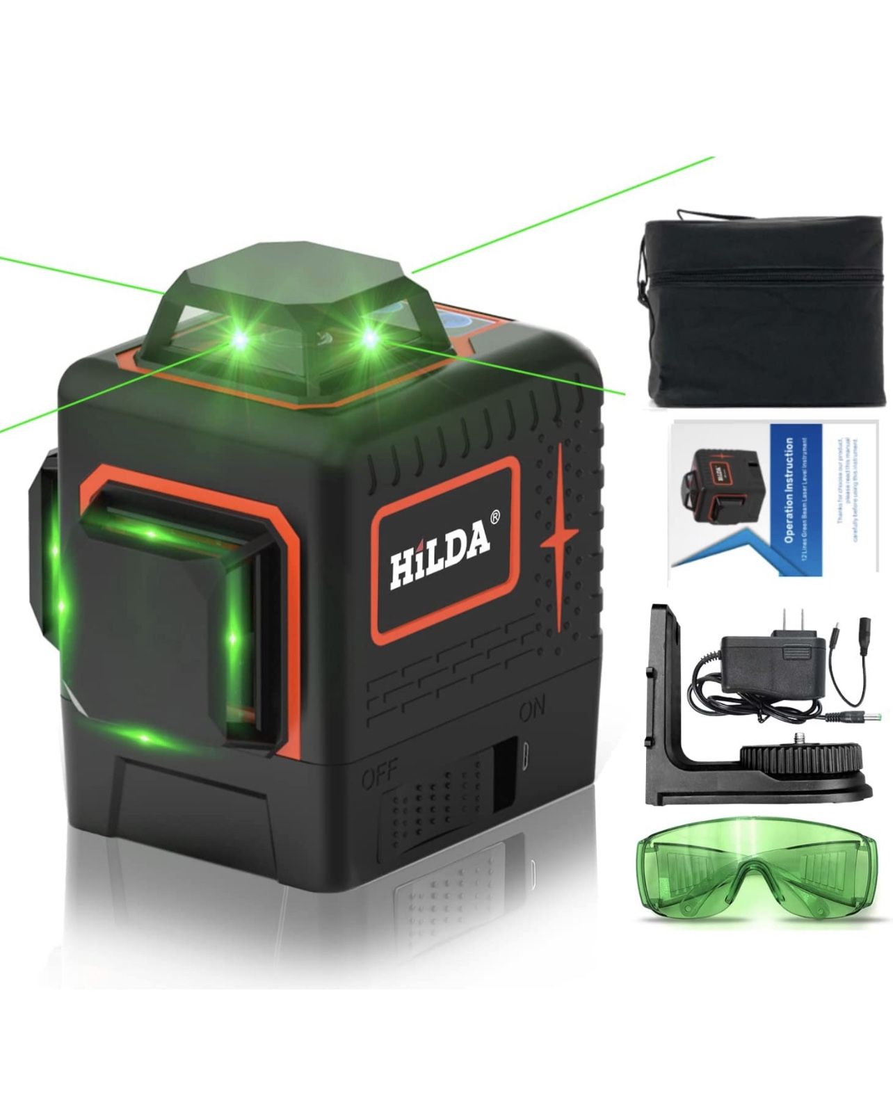 HILDA 12 Lines Laser Level, 3x360° Self Leveling Laser Level