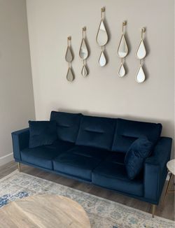 Navy Blue Velvet Sofa