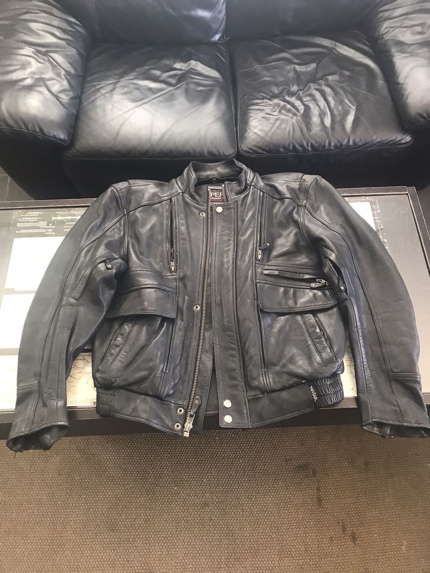 Men’s Leather Motorcycle Jacket with removable armor