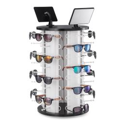 Countertop 360° Rotating Sunglasses Display Rack with Mirror (40-Pair Capacity)