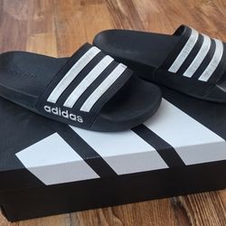 ADIDAS - Little Kid Unisex Adilette Shower Slide Sandals - Black - Size 2 Y