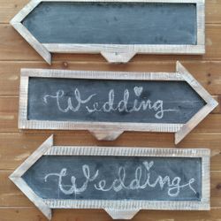 3 PIECE - RUSTIC DOUBLE SIDED CHALKBOARD ARROW SIGNS