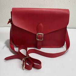 Angela Roi ~ Red Leather Women's Crossbody / Shoulder Bag ~ 10.5" x 7.5" x 3"