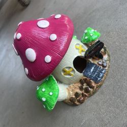 Mushroom House Aquarium Decor