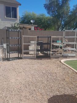 4 or 5 Tier Plastic Utility Shelving Units $30-$45 each See All Photos Read Description Garage Shelves