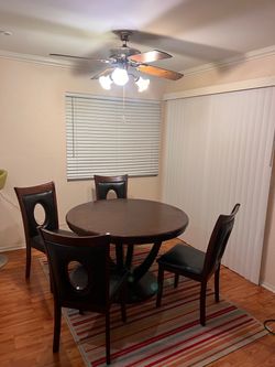 Wood dining table and chairs