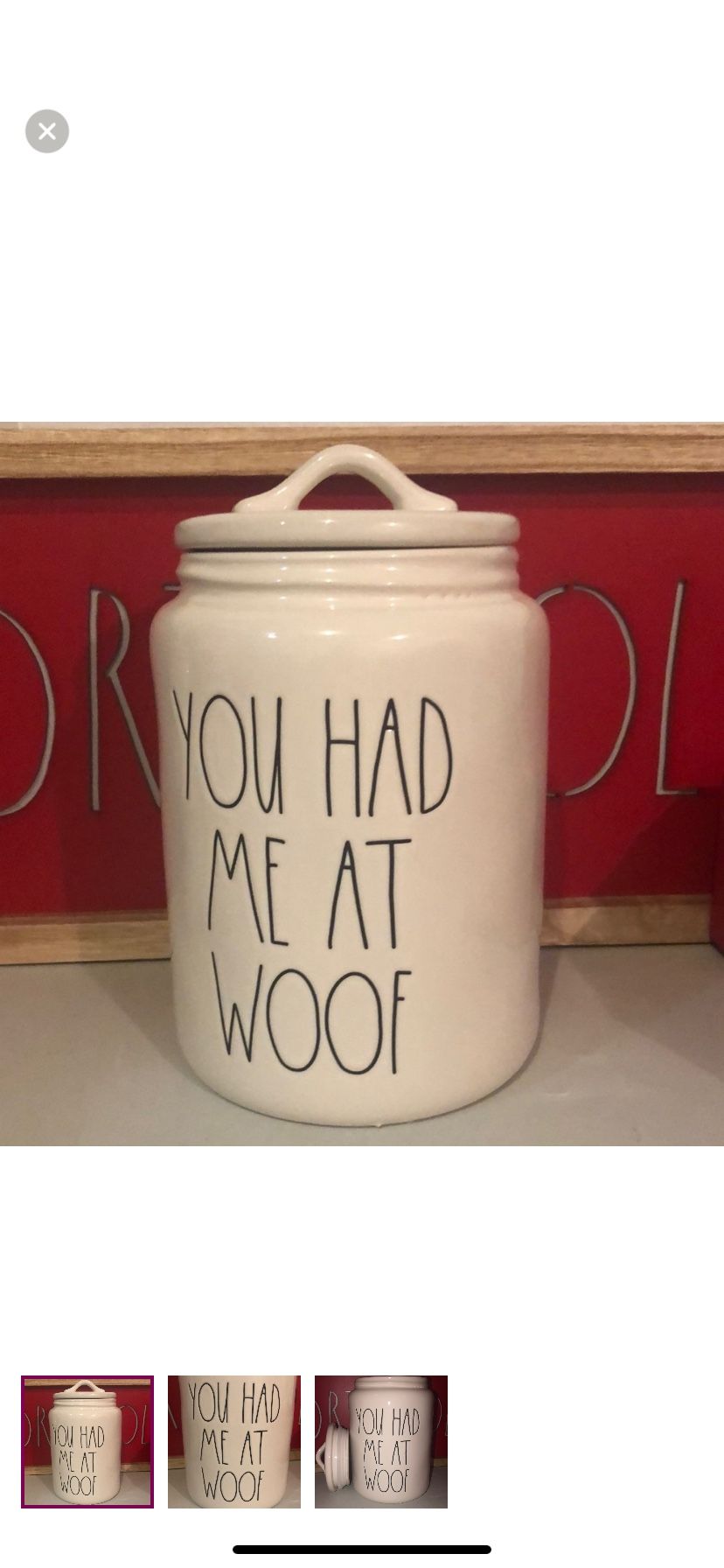 NWT Rae Dunn “ You Had Me At Woof” Dog Treat Canister