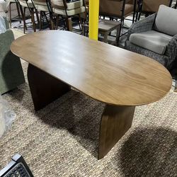 homary Japandi Oval Dining Table for 4, 59.1 Inch Solid Pine Wood Kitchen Table, Modern Mid Century Minimalist Kitchen & Dining Room Table, Double Ped