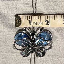 NEW Flycurvy Blue Crystal Butterfly Bolo Style 18” Necklace