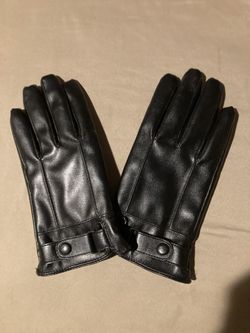 Black Faux Leather Gloves