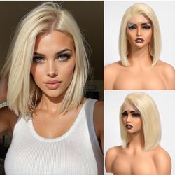 ✨ Blonde Bob Lace Front Wig – 100% Human Hair ✨