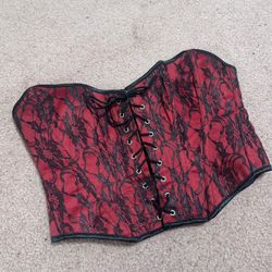 New large red black gothic Victorian Renaissance corset costume goth Bridgerton