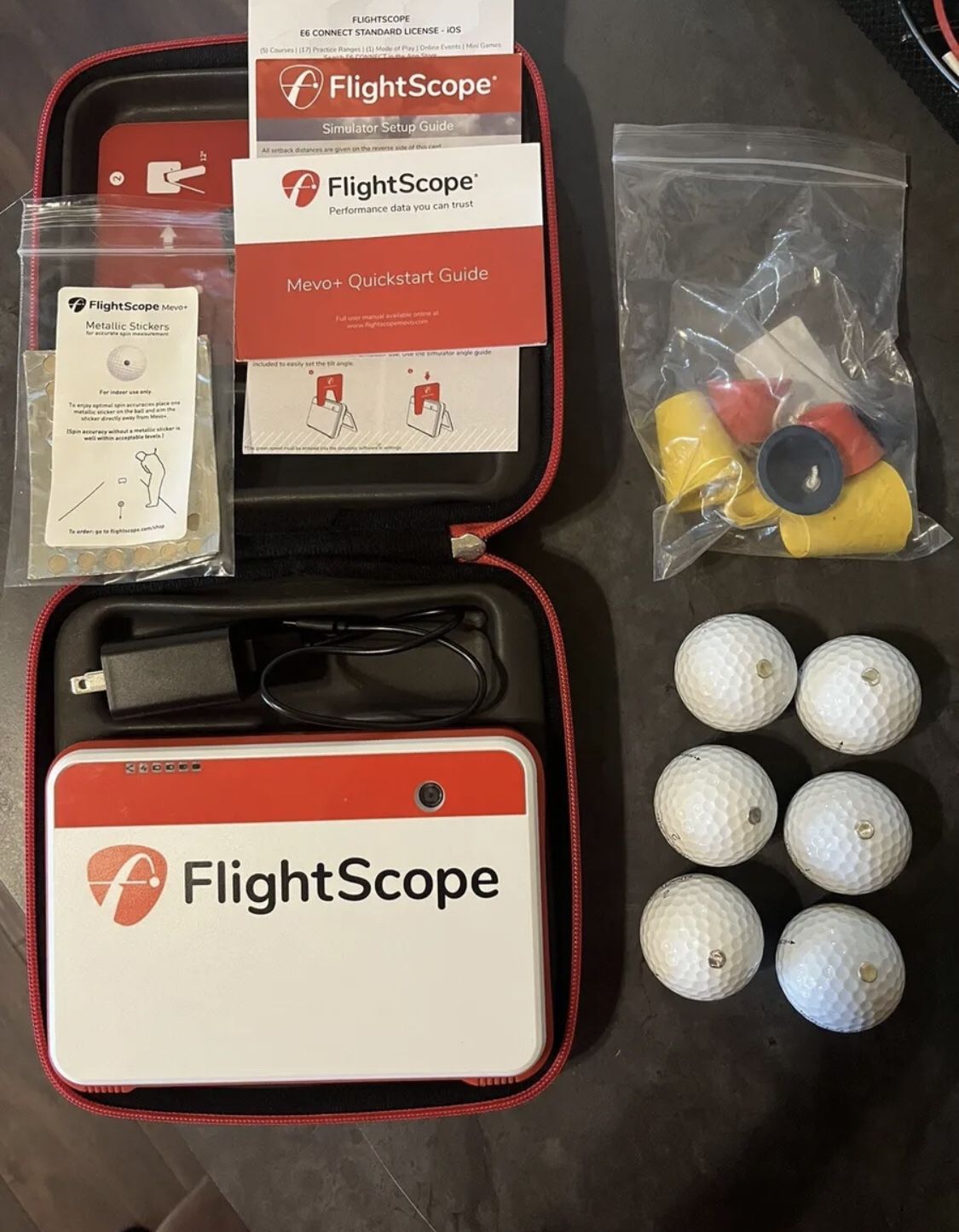 Flightscope Mevo+ (plus) Golf Launch Monitor & Simulator with Balls & Sim Tees