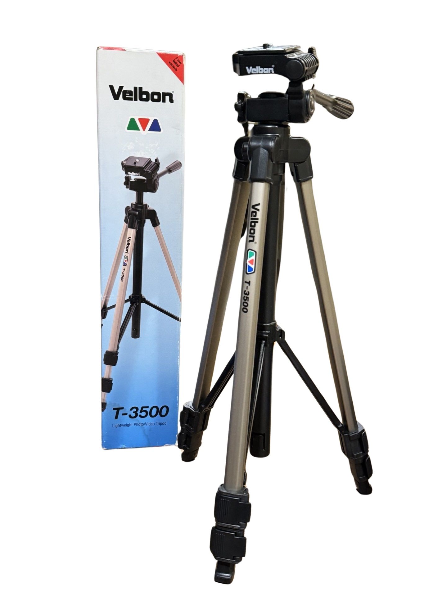 Velbon T-3500 Deluxe Lightweight Photo/Video Camera Tripod In Excellent Cond.