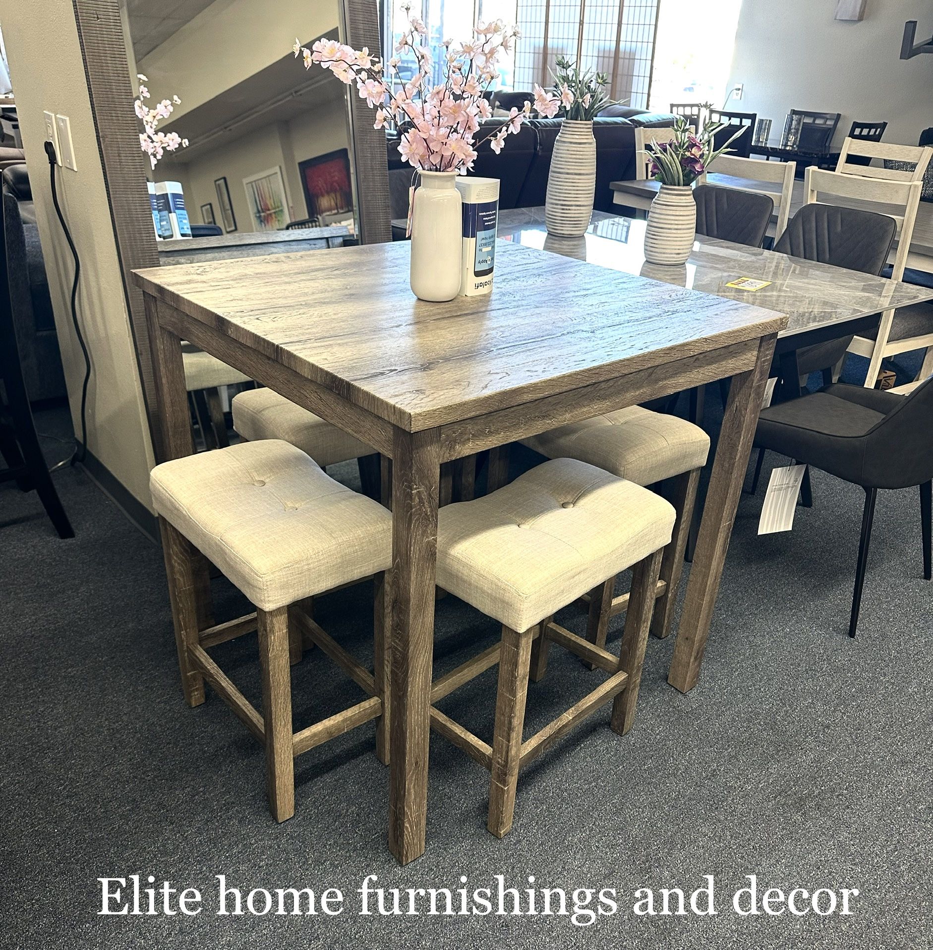 5 Pc Light Brown Counter Height Dining Set